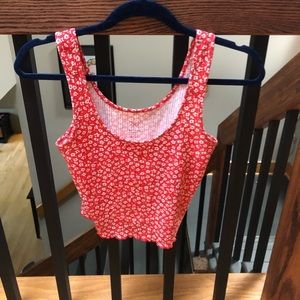 Red and White flowered tank top